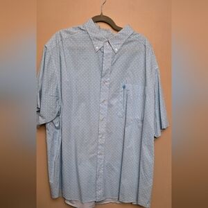 Ariat Men's Sky Blue Patterned Button-Down Shirt 3xl Short Sleeve